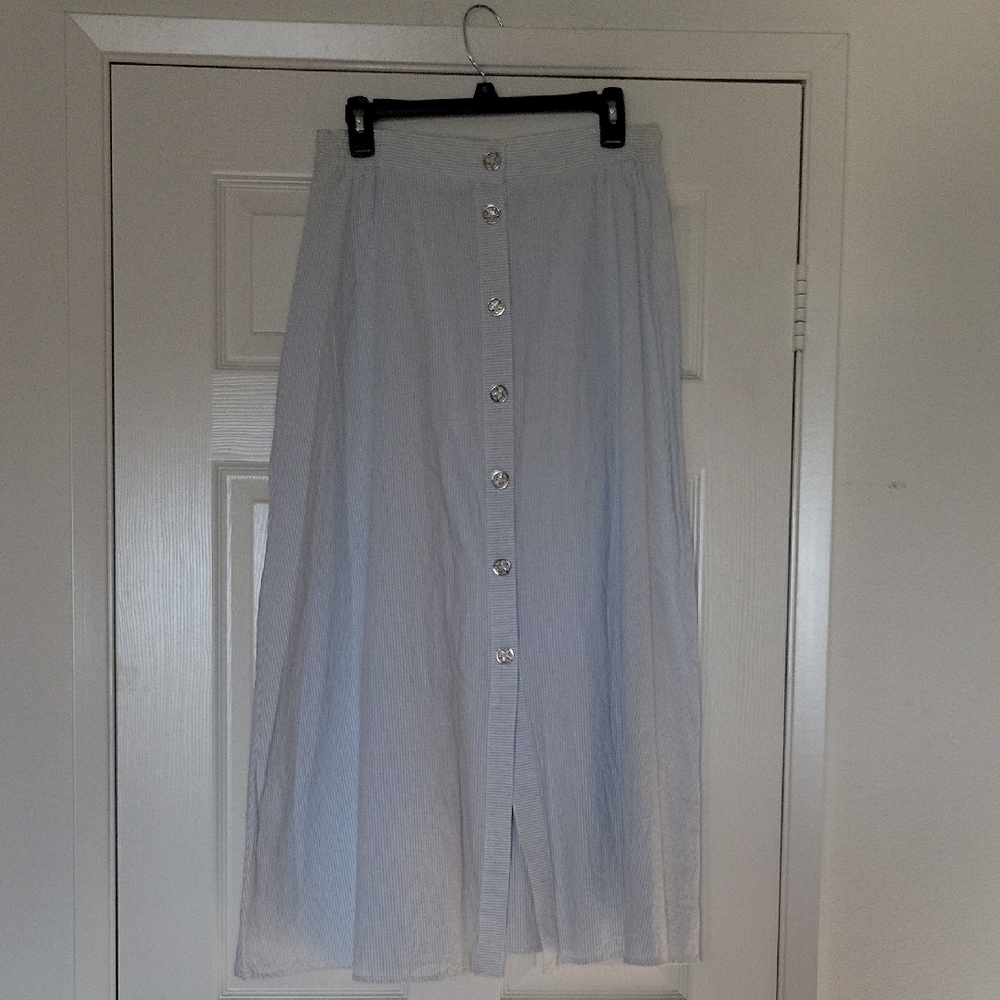 Western Light Blue Button-Down Skirt